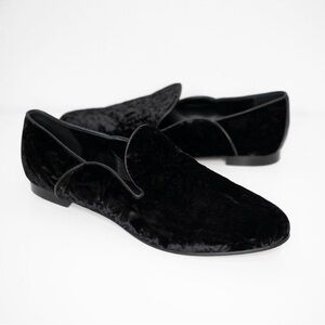 M. GEMI The Petalo Due Loafers in Black Crushed Velvet- Size 38.5 (fits size 8)